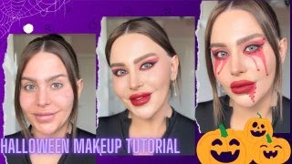 Halloween makeup tutorial l Creative Look with Basic Makeup Products 🎃✨😲 [upl. by Steffin]