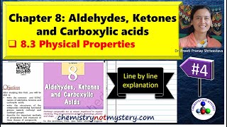 Aldehyde Ketone and Carboxylic acid 04Chapter 8 of NCERT class 12 83 Physical properties [upl. by Jotham517]