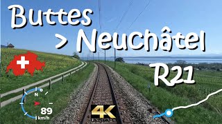 CAB RIDE 4K 🇨🇭 Buttes  Neuchâtel R21  CH  Suisse  Schweiz  Switzerland  Swiss 🛤 [upl. by Eillak]