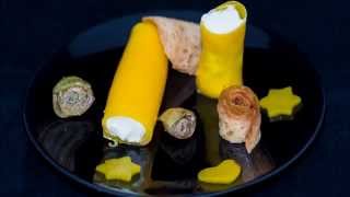 Assiette de Cannellonis à la mangue fourrés de mousse de chocolat blanc [upl. by Bergh]