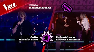 Knockout TeamMontaner  Julio García Veliz vs Valentina y Emilia Crocitta  La Voz Argentina 2022 [upl. by Enecnarf281]