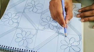 Most Popular Nokshi Katha Design DrawingNakshi kathaHow to make Beautiful Nokshi Katha [upl. by Samoht6]