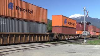 Canadian Pacific intermodal train through Revelstoke BC [upl. by Devondra]