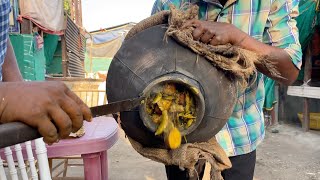 Traditional Gujarati Dish Ubadiyu Cooked Over Cow Dung Cakes  Indian Street Food [upl. by Nnainot]