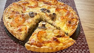 QUICHE Gourmande au CREVETTES et CHAMPIGNONS Recette Simple et Savoureuse [upl. by Ariek]