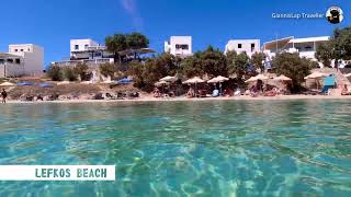 Karpathos island  LEFKOS beach one of the most popular beach of the island in 4K [upl. by Chilson295]