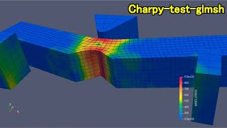 Charpy test by HAKAI  Open Source FEM solver Dynamic explicit fracture analysis [upl. by Adnwahsat770]