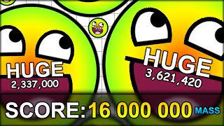 WORLD RECORD 16000000 MASS HUGE CELL 16 MILLION THE BIGGEST CELL EVER AGARIO 45 [upl. by Olnek]