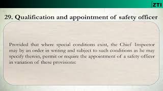 CMR Regulation 29 Qualification and Appointment of Safety Officer [upl. by Othello]