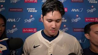 Shohei Ohtani Reacts to WalkOff Grand Slam and 4040 Season in Dodgers WalkOff Win [upl. by Devad866]