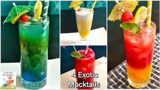 4 Exotic Mocktail Recipes  Non Alcoholic Mocktails  Party Drinks  Summer Special Drinks [upl. by Femi761]