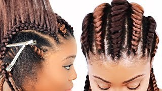 Tree Braids Cornrows FOR BEGINNERS [upl. by Nodlehs512]