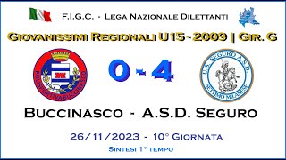 Buccinasco  ASD Seguro  1° Tempo  Giovanissimi 2009 U15  Campionato Regionale Girone quotGquot [upl. by Yhtimit]