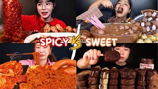 SPICY vs SWEET MUKBANG   Mukbang compilation [upl. by Spurgeon]