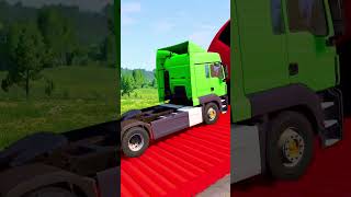 Double Flatbed Trailer Truck vs Speed bumps  Train vs Cars  Tractor vs Train  BeamNG Drive 005 [upl. by Noella]