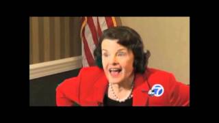 quotFeinstein Walks Out On ReporterquotCalifornia US Senate debate [upl. by Yelkreb]