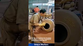 Manual glazing of clay containers  The workers do their job perfectly  machine shorts [upl. by Radman]