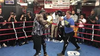 Deontay Wilder hits pads at Gleasons Gym [upl. by Magas]