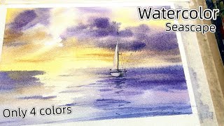 How to paint a romantic seascape with watercolors [upl. by Aihsar]