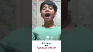 Speech on FoodWastage by planetspark student sidhiriya  shorts  publicspeaking confidence [upl. by Arreis]