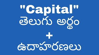 Capital meaning in telugu with examples  Capital తెలుగు లో అర్థం meaningintelugu [upl. by Anerok823]