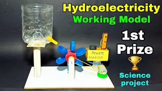 How to make hydro powerplant working model Hydroelectricity science exhibition project working model [upl. by Pennie285]