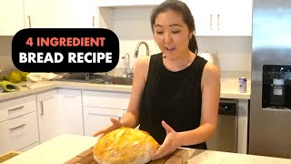 I Made My First Loaf of Bread Easy Rustic Bread Recipe Only 4 Ingredients [upl. by Annabal]