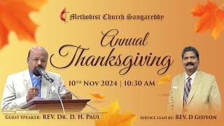 Thanks Giving Sunday  Methodist Church Sangareddy  livestream  10th Nov 2024 [upl. by Ahsataj204]