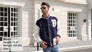 Mens Varsity Jacket Wool Blend Letterman Bomber Jacket [upl. by Gelhar264]