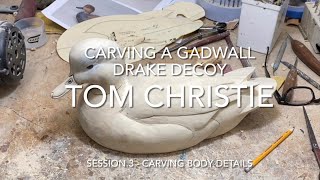 Gadwall Drake Carving Session 3  Detailing the Body [upl. by Karine156]