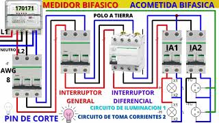 💎 SABES COMO SE INSTALA Y SE CONECTA UNA ACOMETIDA BIFASICA CON SU MEDIDOR PIN DE CORTE Y CIRCUITOS [upl. by Vashtia]