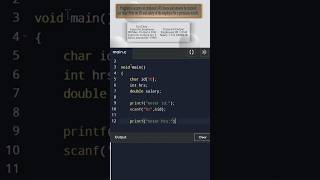 C Program to accepts an employees ID hours in a month and amount received per hour  9program [upl. by Nessah616]