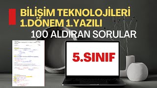 5Sınıf Bilişim Teknolojileri ve Yazılım 1Dönem 1Yazılı  100 Aldıran Çalışma  20242025 [upl. by Hellman]