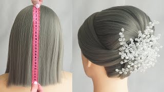 Peinados Para Cabello Corto Elegantes  Peinado Recogido Para Novia Paso A Paso [upl. by Swane]