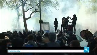 France May Day protests Pariss iconic square evacuated after violent clashes [upl. by Noloc]