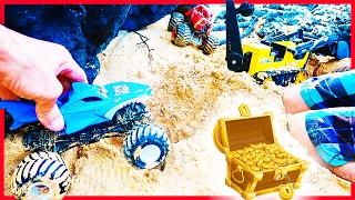 Monster Trucks Dig up TREASURE at the Beach [upl. by Kaylyn]