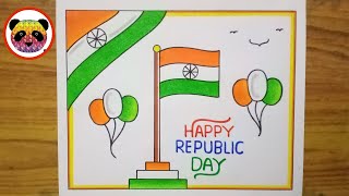 Republic Day Drawing  How to Draw Republic Day  Republic Day Poster Drawing Easy Step By Step [upl. by Noemys]