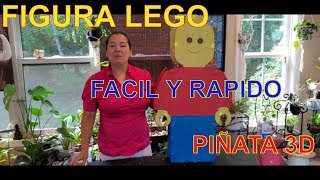 😍Como Hacer Personaje LEGO piñata de carton en 3D Tutorial facil y rapido de hacer [upl. by Blayne]