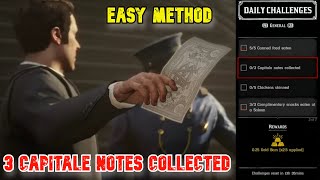 COLLECT 3 CAPITALE NOTES in RED DEAD ONLINE  EASY METHOD to Complete the Daily Challenge [upl. by Mchugh]