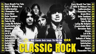 Best Classic Rock Songs 70s 80s 90s  Queen Guns N Roses ACDC Nirvana U2 Pink Floyd Bon Jovi [upl. by Douglas]