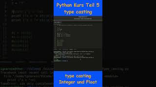 Python Kurs Teil 5  type casting Integer und Float [upl. by Parnell]