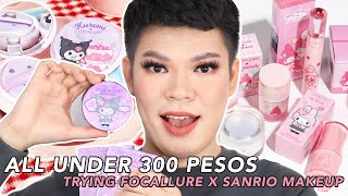 ALL UNDER 300 PESOS SANRIO X FOCALLURE MAKEUP REVIEW AND TUTORIAL [upl. by Ellesor222]