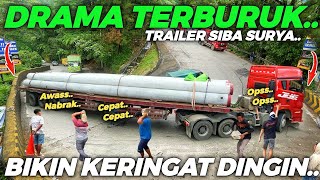 DRAMA TERSULIT amp BURUK  Truk Trailer Siba Surya Bawa Paku Bumi Kewalahan Lewati Tanjakan Menikung [upl. by Neel]