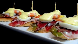 Pintxo de pimiento verde y jamón Recetas de pintxos [upl. by Georgina285]