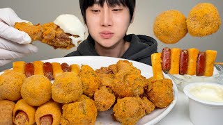 뿌링클 치킨 특집 BHC 뿌링클 닭다리 치즈볼 핫도그 소떡소떡 먹방 ASMR Mukbang Bburinkle Chicken real sound [upl. by Tessi861]