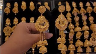 New Latest Gold earrings jhumka designs With and priceBridal earrings [upl. by Oinoitna727]