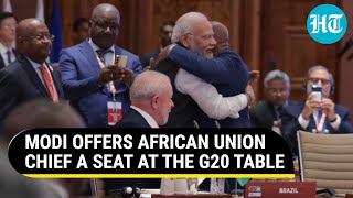 G20 Summit PM Modi Hugs African Union Chief Amid Thunderous Applause By World Leaders  Watch [upl. by Price]