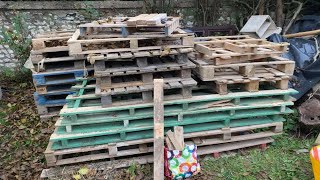 Cutting Up Pallets  Winter Firewood  Homestead Heating Wood [upl. by Yramesor]