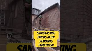 Sandblasting bricks after removing pebbledash construction renovation sandblasting howto [upl. by Yht]