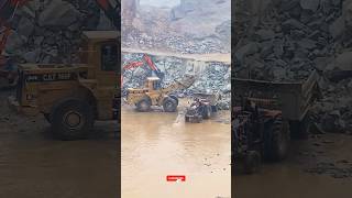 BOBCAT LOADING HEAVY ROCKS into Tractor Trolley  QUICK ROCK TRANSPORT shorts bobcat [upl. by Hildagard]